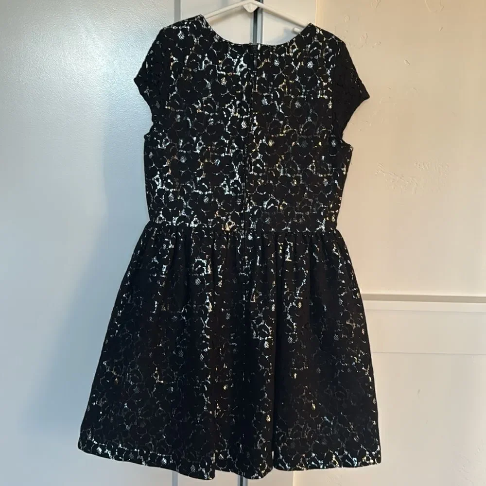Justice Girl’s Size 10 Black Silver Dress Casual Formal Special Wear Lace EUC